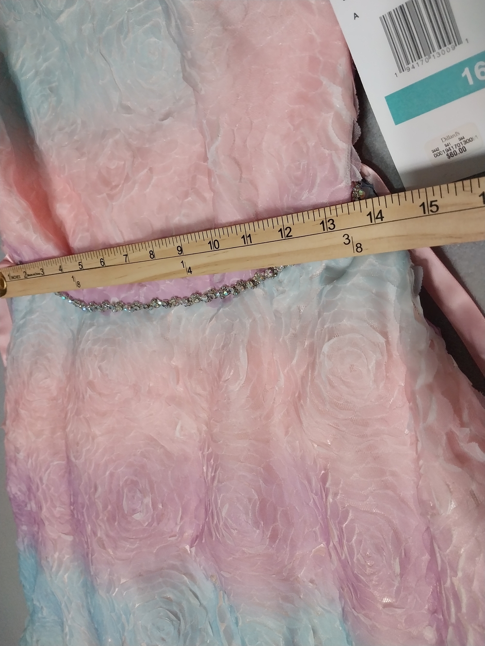 Rare Editions Pink Lavender Blue Textured Dress with Jewel Belt - Picture 8 of 14